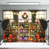 Lofaris Retro Vitrine Weihnachten Bäume Festlich Weihnachten Hintergrund